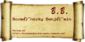 Bozmánszky Benjámin névjegykártya